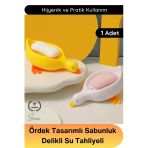 #Sabunluk Ördek Tasarımlı Sabunluk Delikli Su Tahliyeli Abs Plastik Banyo Lavabo Sabun Tutucu Dekoratif Dayanıklı Hijyen