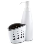 Sabunluk, Süngerlik, Losyon Dispenseri, 400mL Kapasiteli Beyaz Gri 360 Derece Dönebilen, ABS Banyo Ve Mutfak, Kullanışlı Dolum
