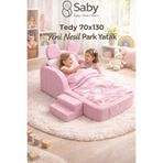 SABY Bebekler ve Çoçuklar İçin Tedy 70 x 130 Yataklı Modüler Sünger Oyun Parklı Beşik ve Park Yatak
