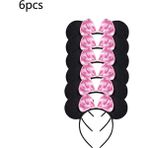 Saç Bandı-6 Adet Minnie Mouse Çıkartmalar Doğum Günü Partisi Dekor Pembe Minnie Tek Kullanımlık Sofra Kağıt Tabaklar Banner Masa Örtüsü Bebek Duş Malzemeleri (Yurt Dışından) - Disposable Party Tableware