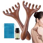 Saç Derisi Masaj Tarağı, 2X Baş Masaj Tarakları - 6 Pençe Ahşap Rahatlama Aleti, Kadın Erkek Vücut Yüz Spa Ev için Ergonomik Taşınabilir Baş Fırçası