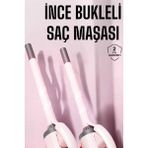 Saç Maşası 10 mm İnce Bukle Taşınabilir Şekillendirici Çubuğu ile Estetik Tasarım - Pembe