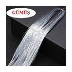 Saç Simi Gümüş - Saça Pratik Bağlanan Hair Tinsel 110-120 cm Uzunluğunda