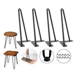 Saç tokası masa ayakları, 4'lü set, metal, modern 2 çubuklu mobilya ayakları, kendin yap sehpa, bank, sandalye, çalışma masası için, vidalar ve koruyucu ayaklar dahil, 61 cm, siyah
