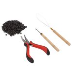 Saç Uzatma Araçları Kiti, Saç Uzatma Boncukları 4pcs 4.5 Mm Silikon Halkalar Ve Ev Ve Salon kullanımı Için çekme döngüsü Içerir (4# 500 adet Silikon Yüzük) (4# 200 adet Silikon Yüzük)