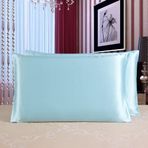 Saç ve Cilt için İpek Yastık Kılıfı %100 Doğal Dut İpek Fermuar Kapatma King Size Yatak Sağlıklı Uyku Temel (Göl Mavisi 50x70 cm 1 Adet)