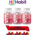 Saç ve Cilt Vitamini - Biotin, Hyaluronik Asit, Glutatyon, Resveratrol Vegan Gummy (90 Günlük) - Ahududu