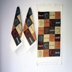 Saçaklı Mutfak El Havlusu 3'lü Set Cup Coffe %100 Pamuk