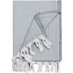 Saçaklı Zig Zag Desenli 130X160 Koltuk Şalı - 130 x 160 cm - Gri
