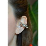 Sacce Scarves & Accessories Büyük Bombeli Earcuff Büyük Halka Geçirmeli Kıkırdak Küpesi Gümüş Renk