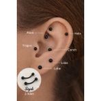 Sacce Scarves & Accessories Cerrahi Çelik Kavisli Piercing – Rook, Kaş, Helix ve Göbek Uyumlu - 10 MM - Siyah