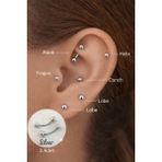 Sacce Scarves & Accessories Cerrahi Çelik Kavisli Piercing – Rook, Kaş, Helix ve Göbek Uyumlu - 6 MM - Gümüş