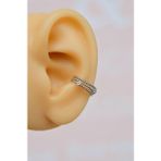 Sacce Scarves & Accessories İnce Zirkon Earcuff Sıkıştırmalı Kıkırdak Küpesi Gümüş Renkli
