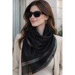 Sacce Scarves & Accessories Ipek Görünümlü Sim Şeritli Işıltılı Şal – Zarif, Hafif ve Şık Ipek Şal - Siyah