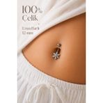 Sacce Scarves & Accessories Lotus Çiçek Motifli Paslanmaz Çelikten Zarif Tasarımlı Göbek Piercing