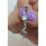 Sacce Scarves&Accessories Çelik Sol Anahtarı Göbek Gümüş Renk Piercing