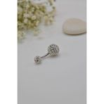 Sacce Scarves&Accessories Gümüş Renk Işıltılı Top Çelik Göbek Piercing
