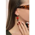 Sacce Scarves&Accessories Kırmızılı İncili Küpe