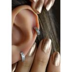 Sacce Scarves&Accessories Taşlı Gümüş Renk Halka Tragus Helix Kıkırdak Piercing