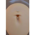 Sacce Scarves&Accessories TUWXZ236 Minimal Çelik İki Ucu Taşlı Göbek Gold Renkli Piercingi