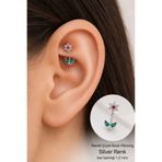 Sacce Scarves&Accessories Zirkon Taşlı Çiçek Yaprak Rook Piercing Helix Kaş Kıkırdak Tragus 1.2 mm