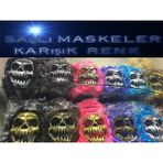 Saçlı Kuru Kafa Iskelet Maske 1 Adet (4887) - Renkli