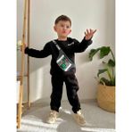 Sacro Kids Çanta Desenli Minecraft Baskılı Eşofman-Sweatshirt 3 Iplik Şardonlu Kışlık Erkek Çocuk Takım - 3 - 4 Yaş - Siyah