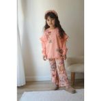 Sacro Kids Ceylan Baskılı Eşofman-Sweatshirt 2 Iplik Mevsimlik Kız Çocuk Takım - Somon - 7 - 8 Yaş