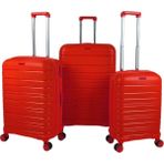 Saddlebag Karbon Pp Seyahat Valizi Horizon Serisi Kırılmaz Bavul, 3'lü Set - Kırmızı