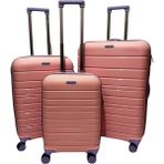 Saddlebag Karbon Pp Seyahat Valizi Horizon Serisi Kırılmaz Bavul, 3'lü Set - Pembe - Lila