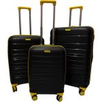 Saddlebag Karbon Pp Seyahat Valizi Horizon Serisi Kırılmaz Bavul, 3'lü Set - Siyah - Sarı