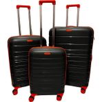 Saddlebag Karbon Pp Seyahat Valizi Horizon Serisi Kırılmaz Bavul, 3'lü Set - Siyah - Turuncu
