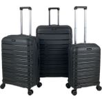 Saddlebag Karbon Pp Seyahat Valizi Horizon Serisi Kırılmaz Bavul, 3'lü Set - Siyah