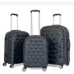Saddlebag Piramit Desen Abs Seyahat Valizi, Canyon Serisi, 3'lü Set - Siyah