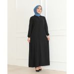 Sade Günlük Tam Boy Gizli Patlı Ferace - 00100 Siyah - 54