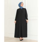 Sade Günlük Tam Boy Gizli Patlı Siyah Ferace - 00100 Siyah - 42