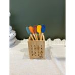 Sade Hediye Kaşıklık/5'li Pastel Bambu Saplı Silikon Uçlu Kaşık Seti