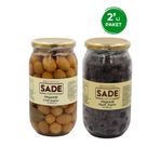 Sade Organik Organik Yeşil Zeytin 600 gr Ve Organik Siyah Zeytin 700 gr 2'li Paket