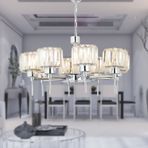 Sadem 8'Li Krom Kristalli Taşlı Modern Tasarım Salon-Yatak Odası Kristal Salon Avize krom