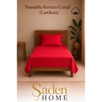 SADEN HOME PAMUKLU TEK KİŞİLİK KIRMIZI CARŞAF 160X240 CM