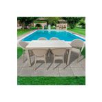 Sadık Plastik SP Capissi Rattan Kapiçino Masa Takımı 90*150 Camlı Masa 6 Adet Bambu Rattan Koltuk