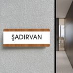 Şadırvan - Ofis Departman Kapı Isimliği, Yönlendirme Levhası 26X10 cm Beyaz & Ceviz - 26 x 10 cm - 1 Adet