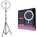 Saf Hobi Ring Light Youtuber Tiktok Çekim Tripod Işıklı Telefon Tutucu Makyaj Işığı 10 Inç 2.1 mt Tripod - Beyaz