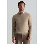 Saf Kaşmir Bisiklet Yaka Camel Kazak - XL