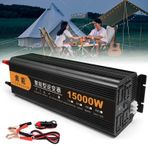 Saf Sinüs İnvertör 12V 24V 48V - 220V Araba Dönüştürücü Güç Çevirici Trafo Ekranlı 2 AC Çıkışı ve RV Kamyon Tekne Kampı için Usb Bağlantı Noktası, 15000W-12V