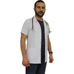 Safa Forma Klasik Yaka Erkek Doktor Önlüğü , Hemşir , Öğretmen , Lab Eczacı Laboratuvar Önlüğü , Beyaz Önlük - 2XL
