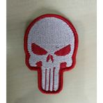 ŞAFAK25 Kurukafa Nakış Işleme Arma Patch Peç Kumaş - 3*5 - Beyaz - Kırmızı