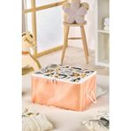 Safari Animals Serisi Mini Hurç - Fermuarlı Çocuk Odası Düzenleme Kumaş Saklama Organizer 30X22X18CM - Turuncu - 30 x 22