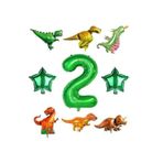 Safari Dinazor Hayvanlar Temalı Yeşil Rakam Folyo Balon Seti Yaş 2