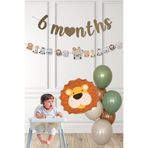 Safari Tema Aslan Balonlu 6 Aylık Yarım Yaş Partisi Balon Zinciri Seti 6 Months Bannerlı